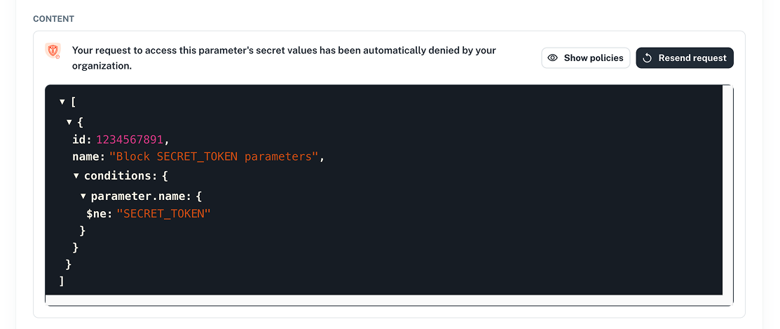 parameters-secret-policy ui